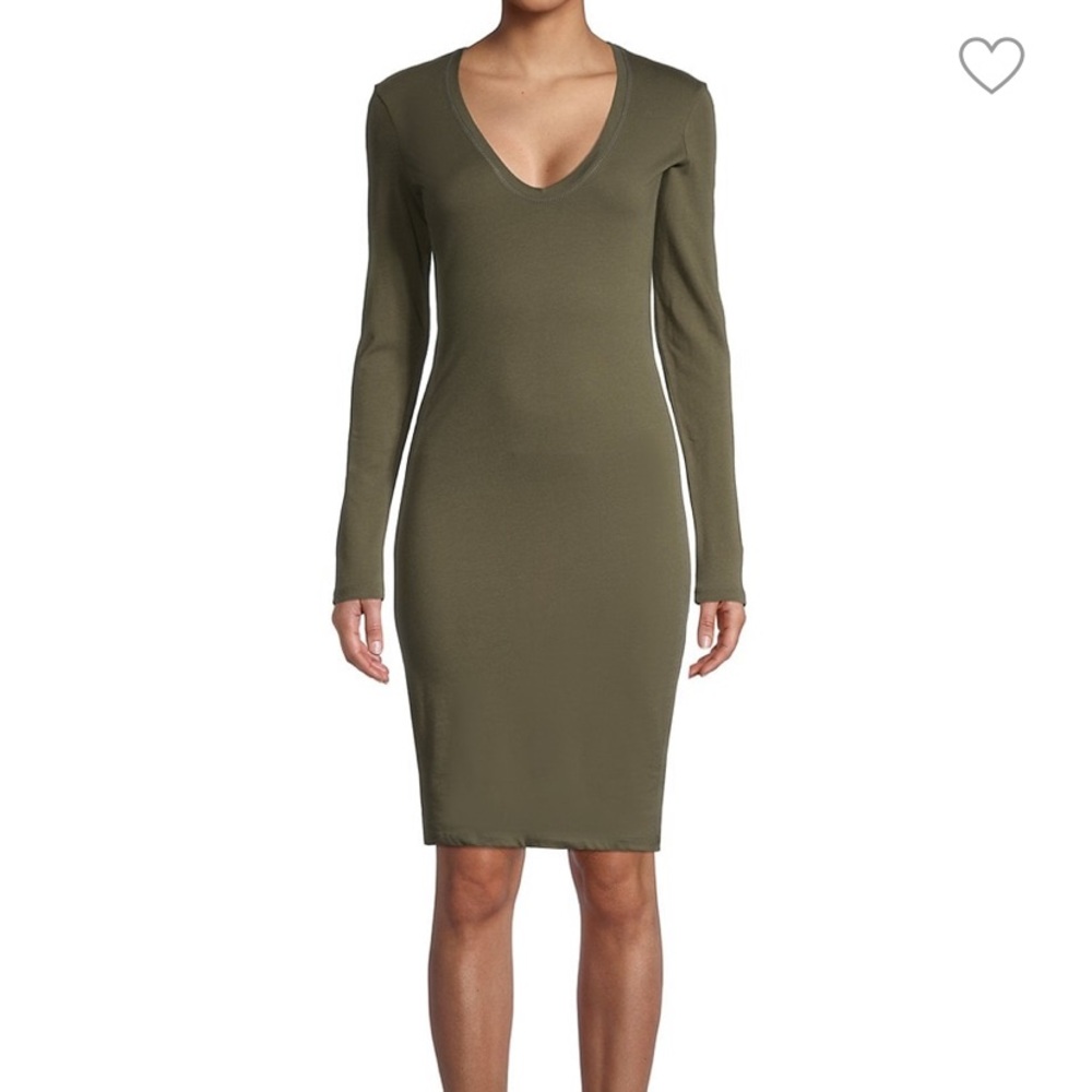 James Perse Solid-Colored Jersey T-Shirt Dress in green Size L